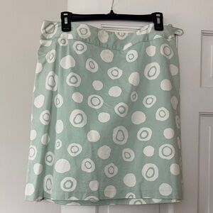 Talbots Mint Green A-Line Skirt with White Circles